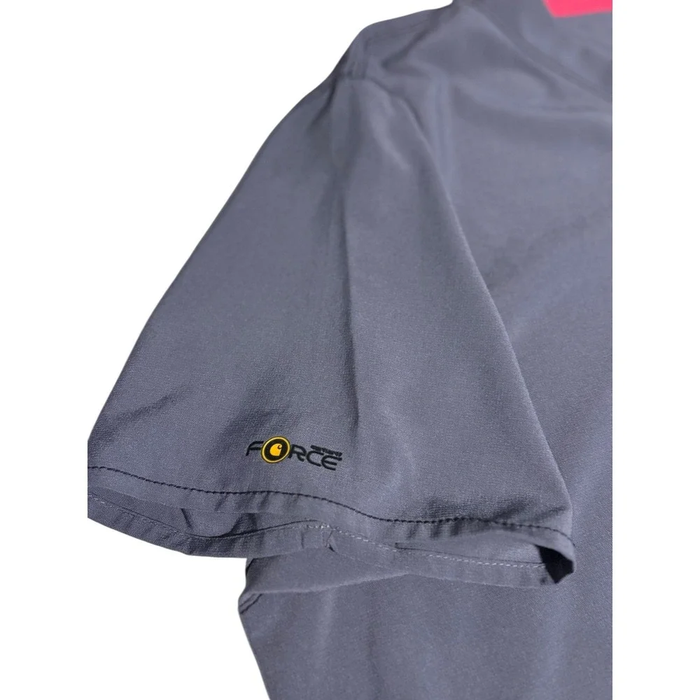 Carhartt Gray Scrubs Top Short Sleeve Size 2X - Multi Pockets - Pink Accents - Picture 5 of 6